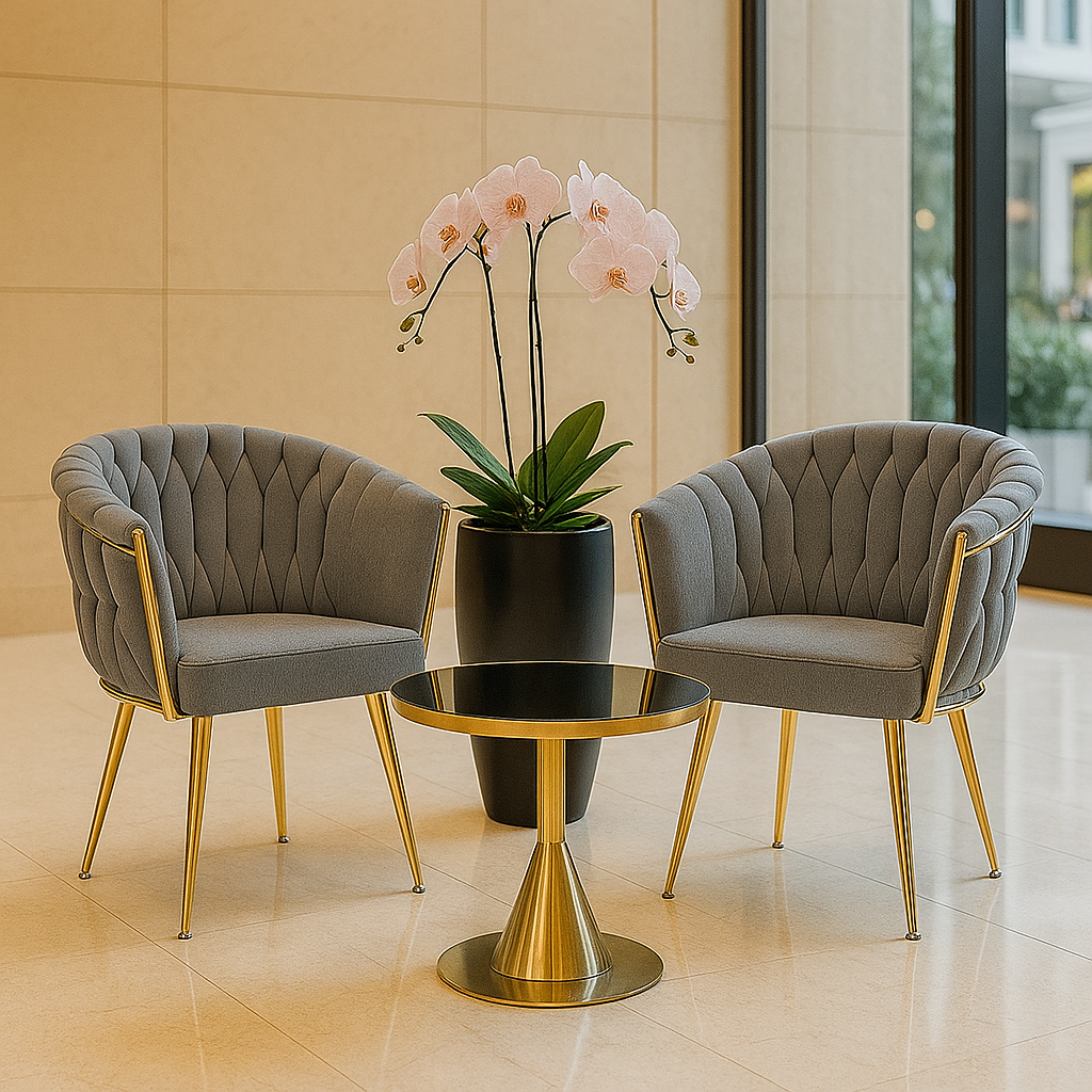 Krzesło Monroe Fotel w Stylu Eleganckim Pleciony Warkocz Szare