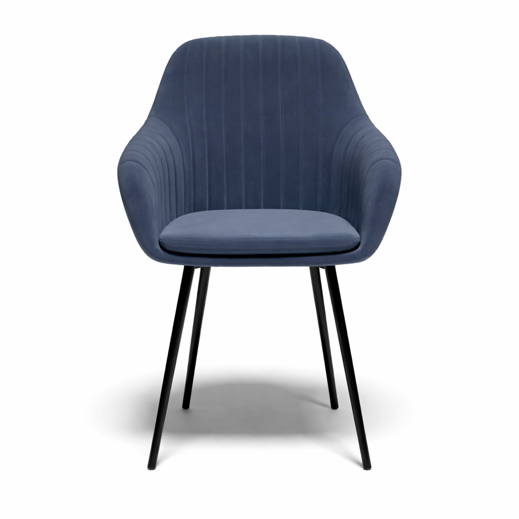 Krzesło z Podłokietnikami Niebieskie Tapicerowane Welurowe Do Salonu i Kuchni