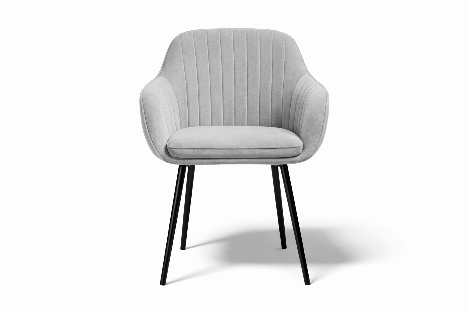 Krzesło z Podłokietnikami Szare Tapicerowane Welurowe Do Salonu i Kuchni