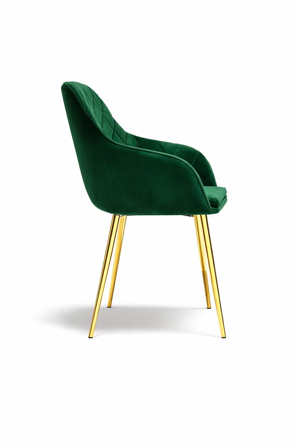 Krzesło z Podłokietnikami Tapicerowane Welurowe Romby Zielone Salon Kuchnia