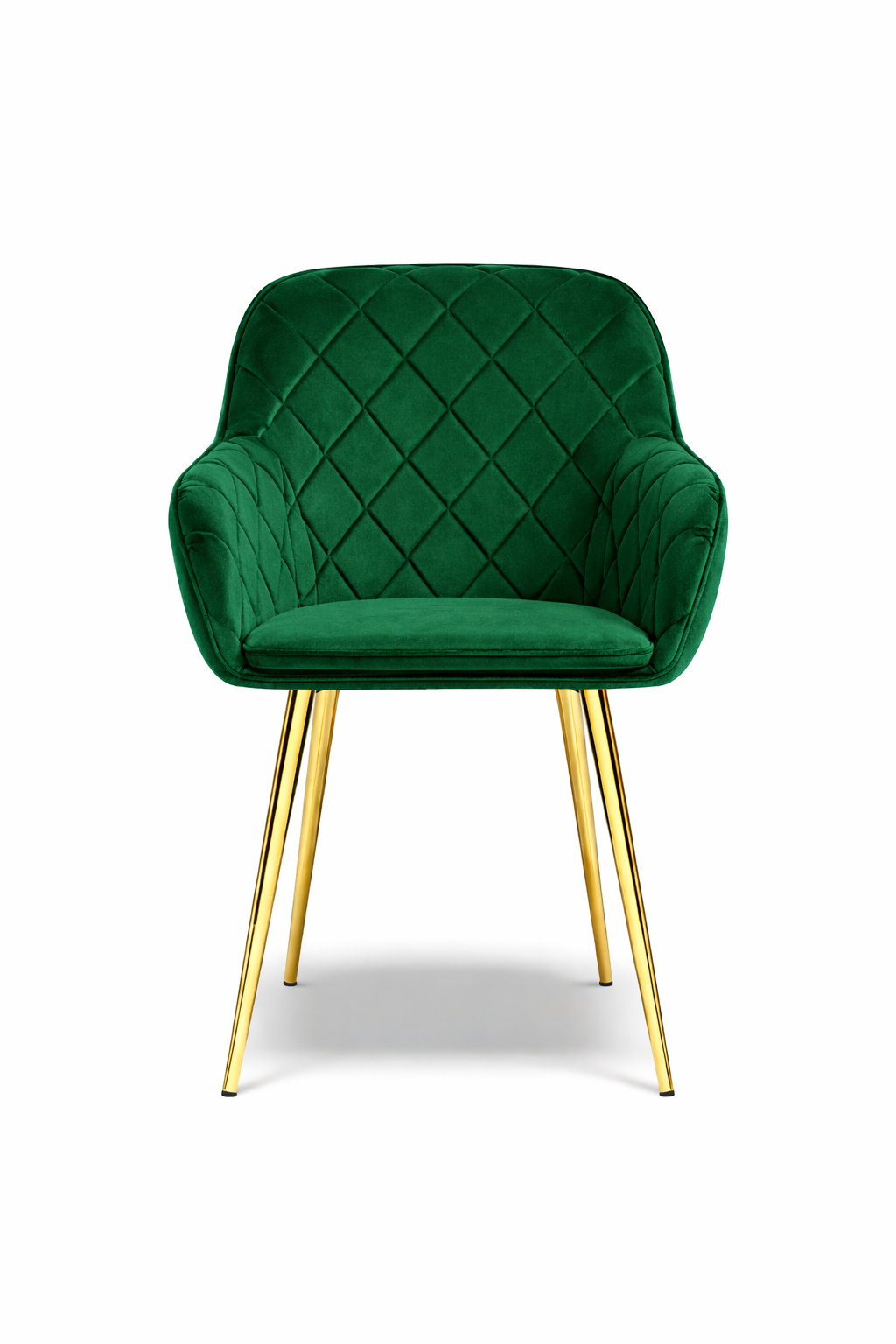 Krzesło z Podłokietnikami Tapicerowane Welurowe Romby Zielone Salon Kuchnia