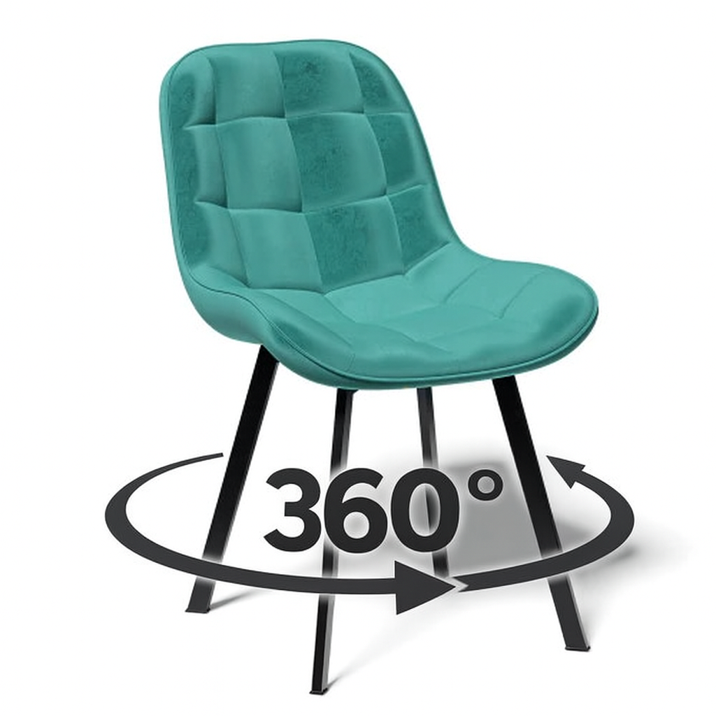 Zielone Krzesło obrotowe do Jadalni Pikowany Welur na Metalowych Nogach