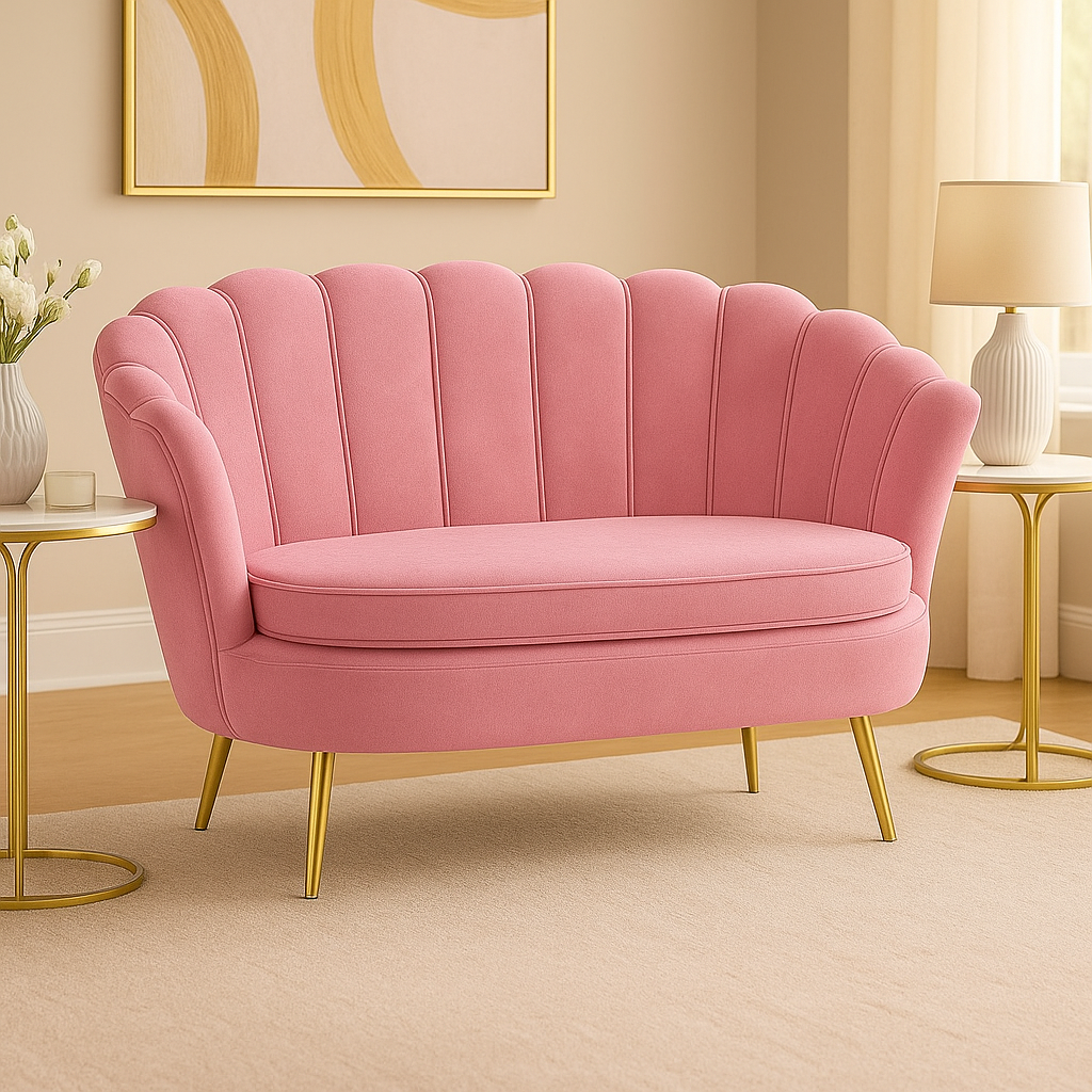 Rózowy Elegancka Sofa Muszelka – styl, komfort i wyjątkowa atmosfera Twojego wnętrza