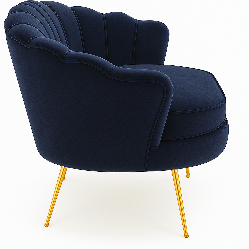 Granatowa Elegancka Sofa Muszelka – styl, komfort i wyjątkowa atmosfera Twojego wnętrza