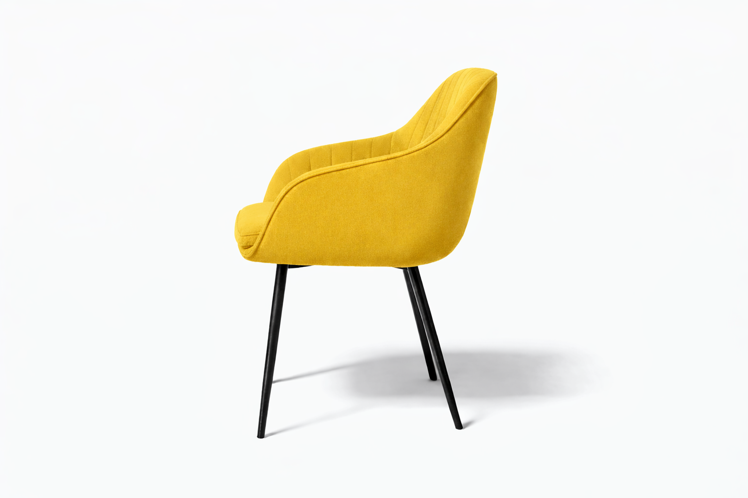 Krzesło z Podłokietnikami Żółte Tapicerowane Welurowe Do Salonu i Kuchni