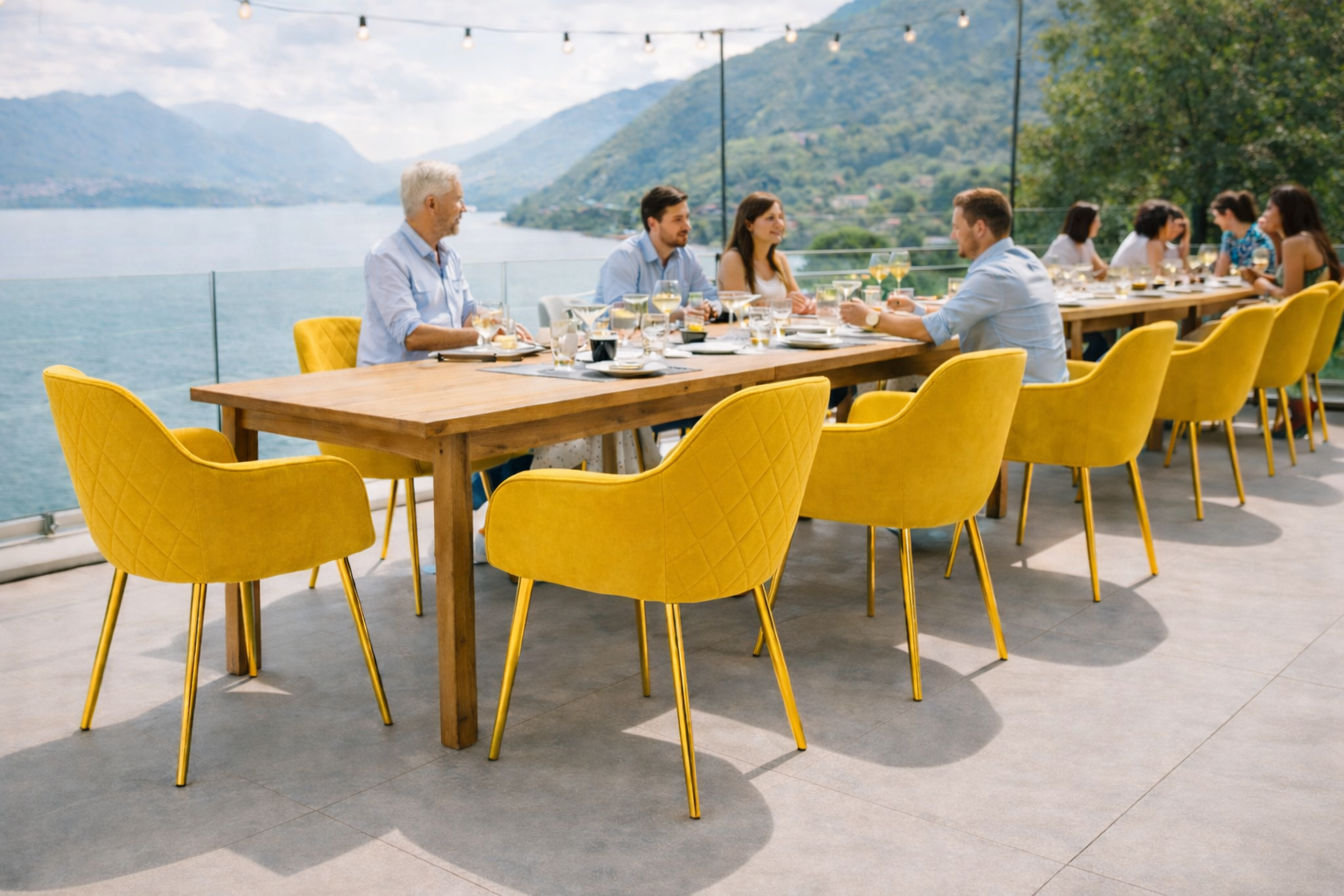 Krzesło z Podłokietnikami Tapicerowane Welurowe Romby Żółte Salon Kuchnia