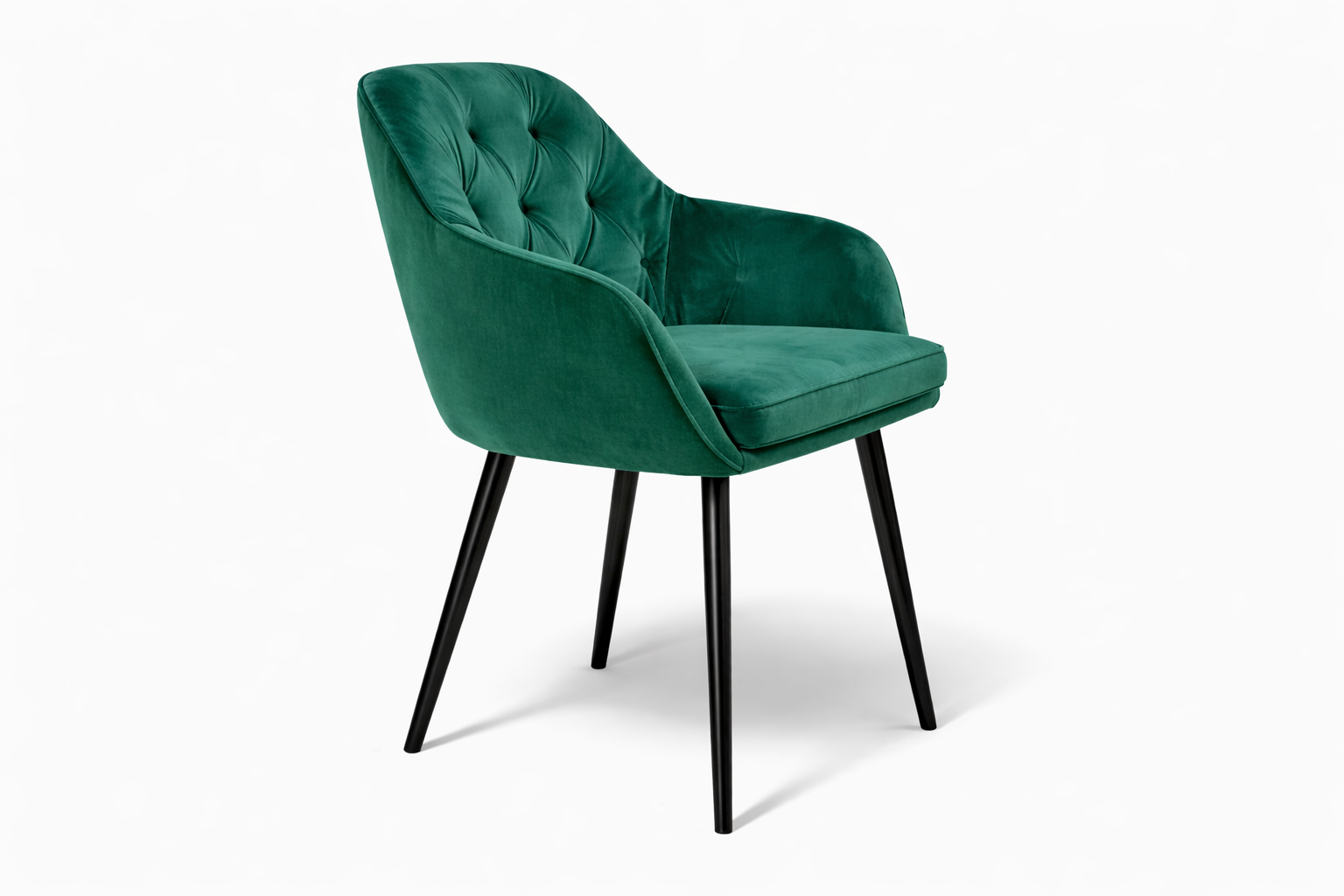 Krzesło do jadalni velvet pikowane z podłokietnikami – zielone
