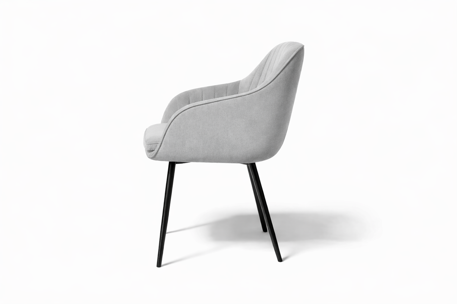 Krzesło z Podłokietnikami Szare Tapicerowane Welurowe Do Salonu i Kuchni