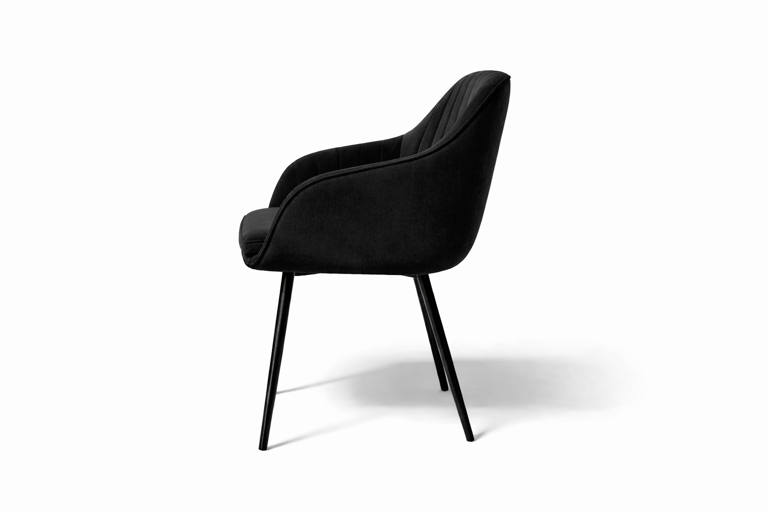 Krzesło z Podłokietnikami Czarne Tapicerowane Welurowe Do Salonu i Kuchni