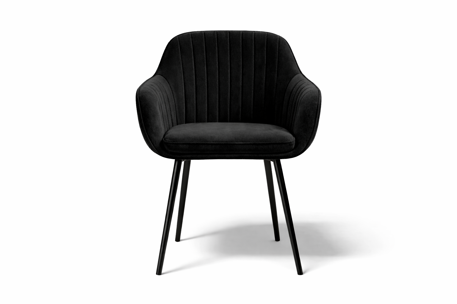 Krzesło z Podłokietnikami Czarne Tapicerowane Welurowe Do Salonu i Kuchni