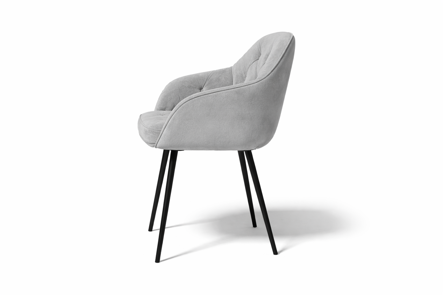 Krzesło do jadalni velvet pikowane z podłokietnikami – szare