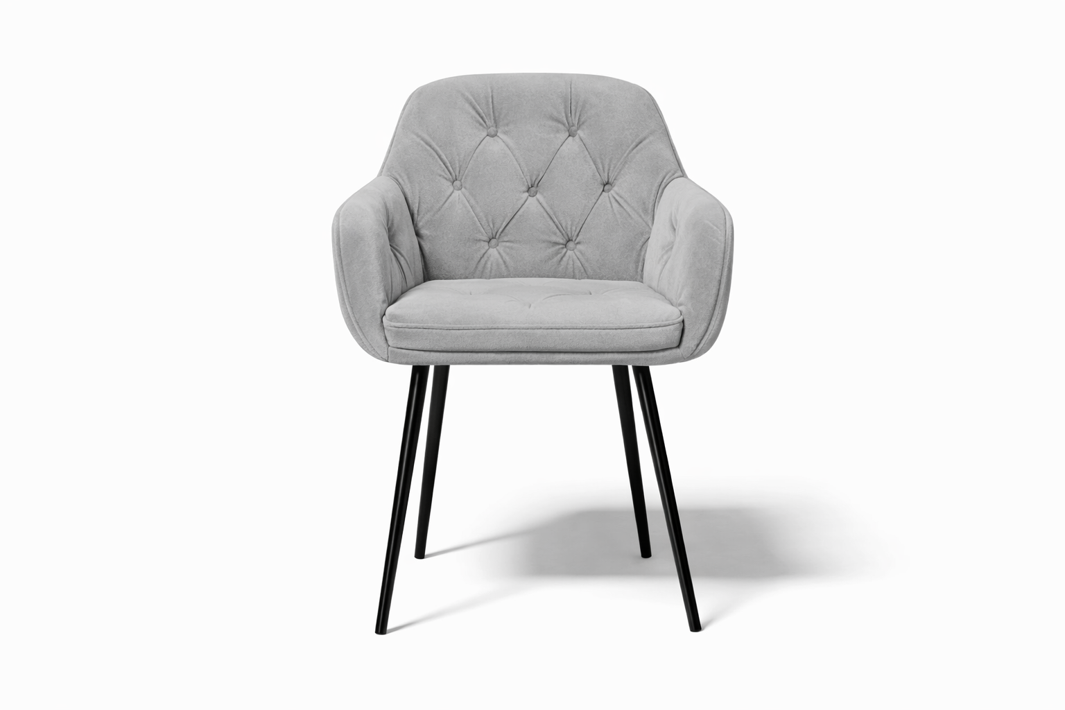 Krzesło do jadalni velvet pikowane z podłokietnikami – szare