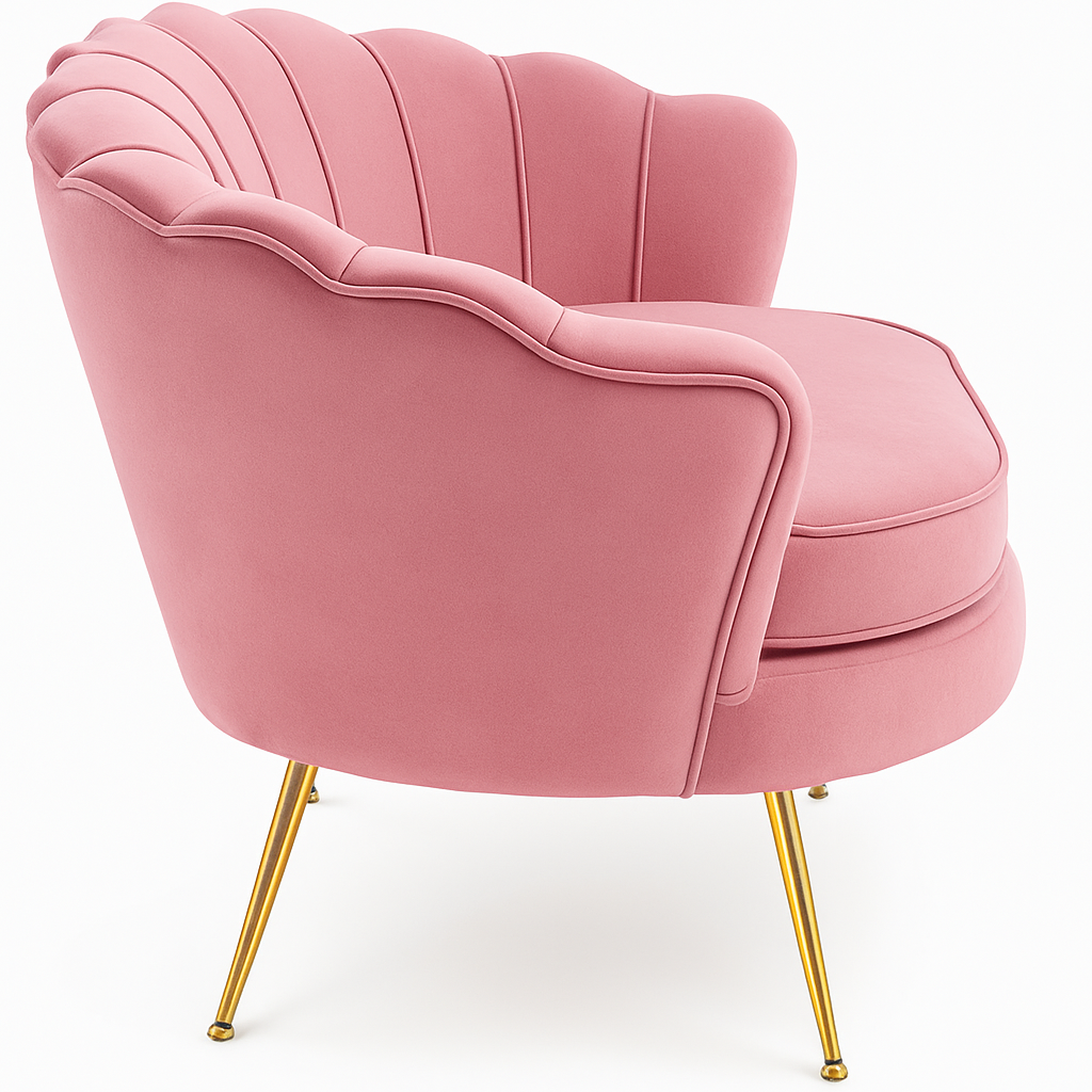 Rózowy Elegancka Sofa Muszelka – styl, komfort i wyjątkowa atmosfera Twojego wnętrza