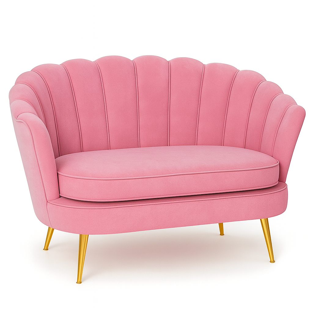 Rózowy Elegancka Sofa Muszelka – styl, komfort i wyjątkowa atmosfera Twojego wnętrza