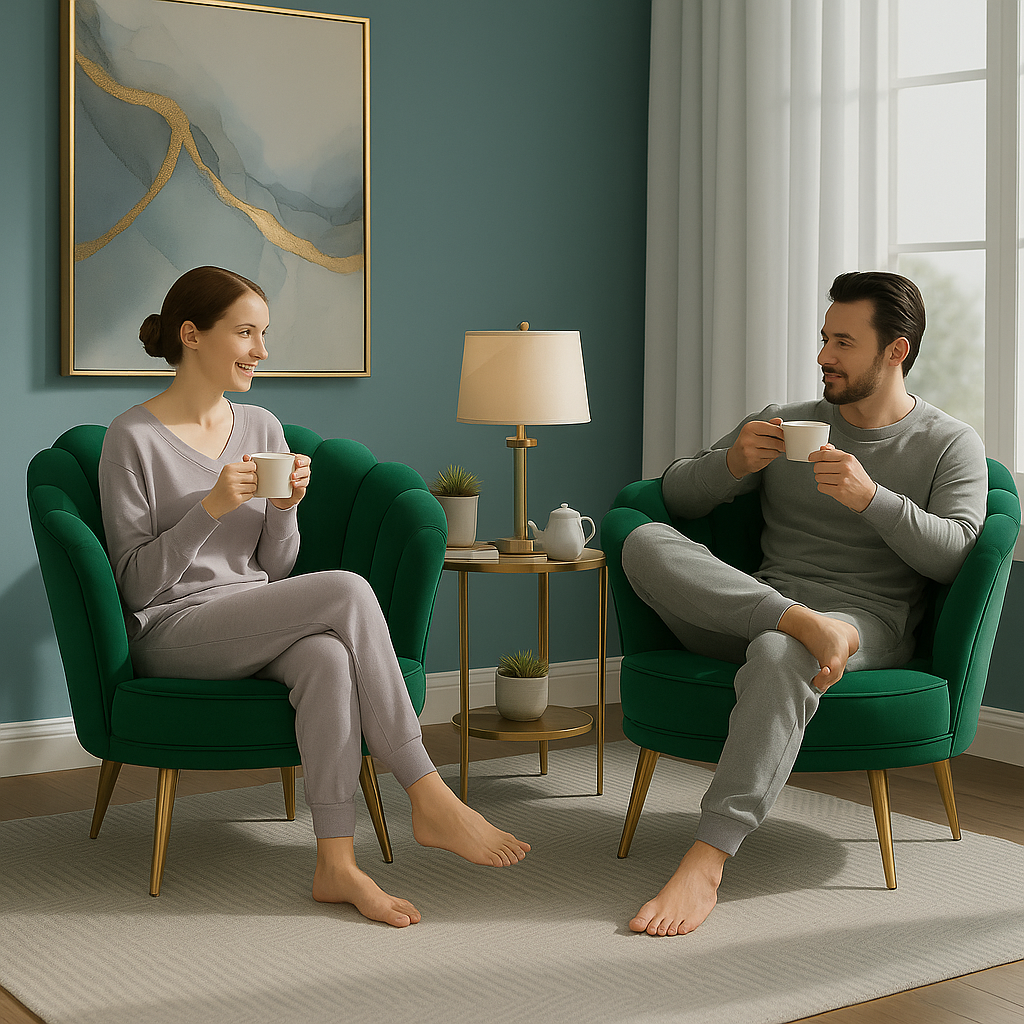 Fotel muszelka velvet glamour złote nogi – zielony